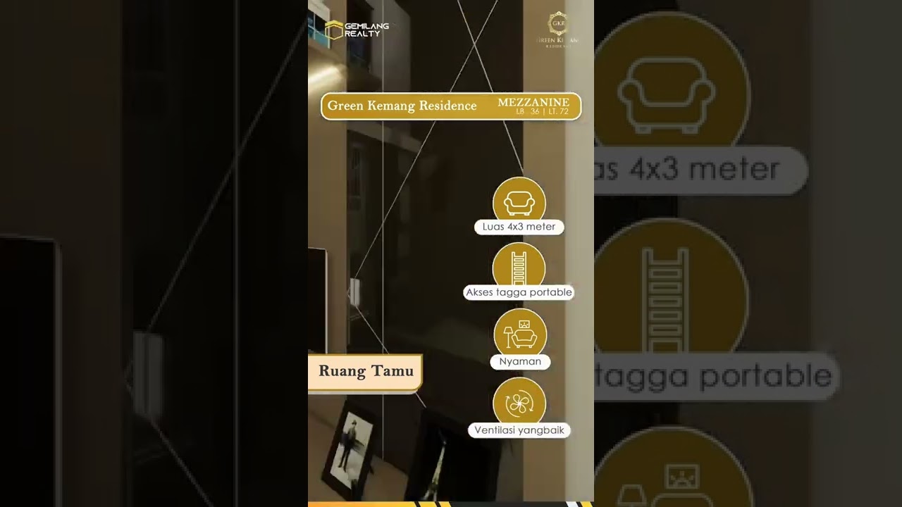 Virtual Tour Ruang Tamu Green Kemang Residence #shorts #short #youtubeshorts