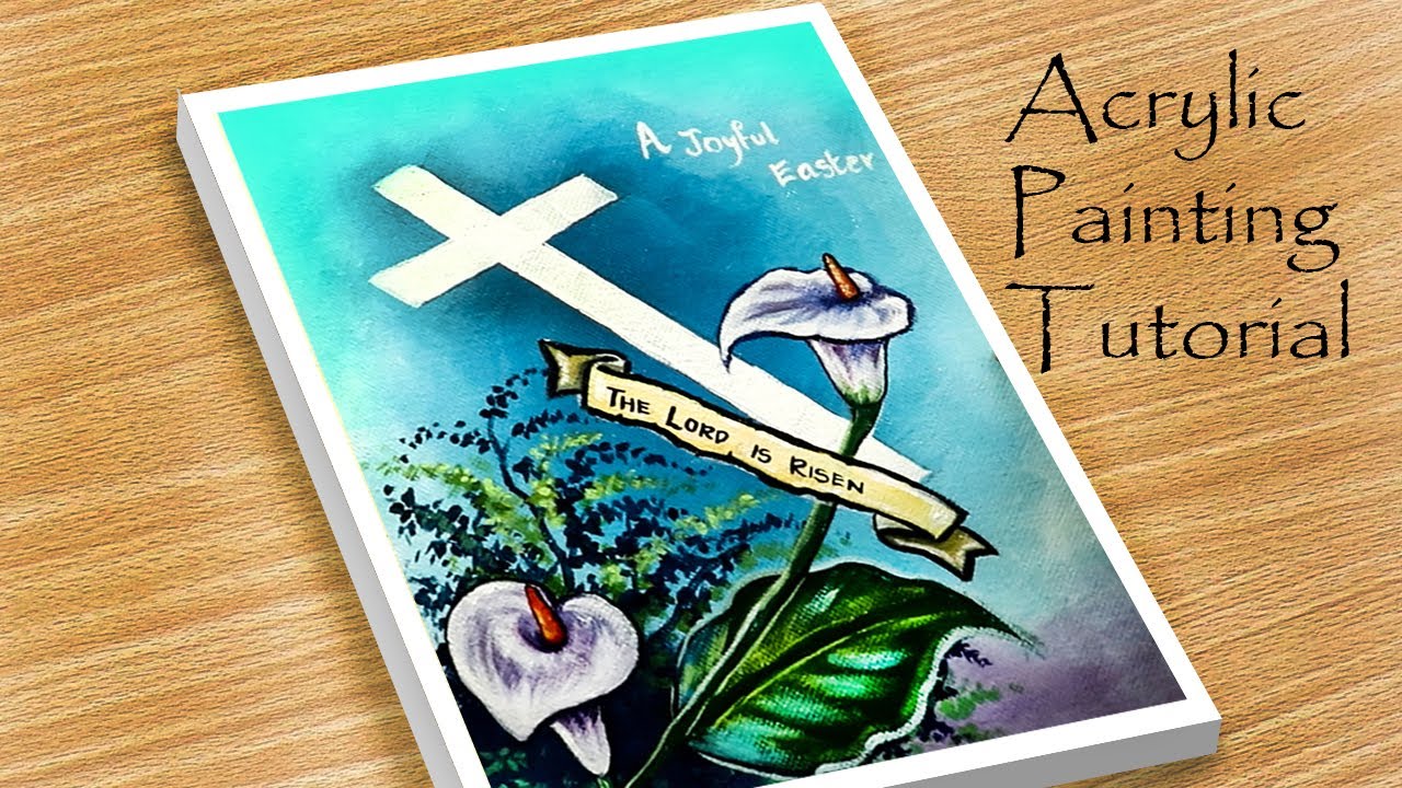 Holy Cross Acrylic Painting For Beginners - Easter Painting Tutorial
