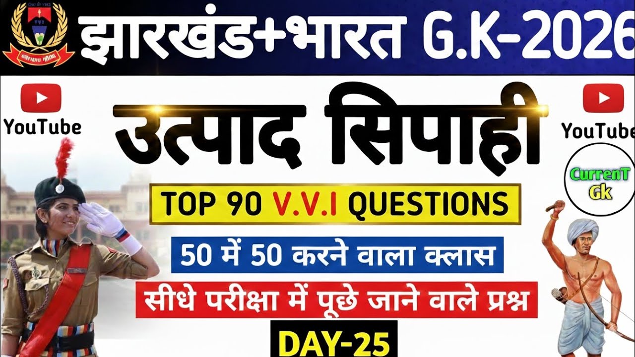उत्पाद सिपाही परीक्षा 2026//🎯 Jharkhand Gk 🔥// Excise Constable MCQ Gk | Field Worker Gk
