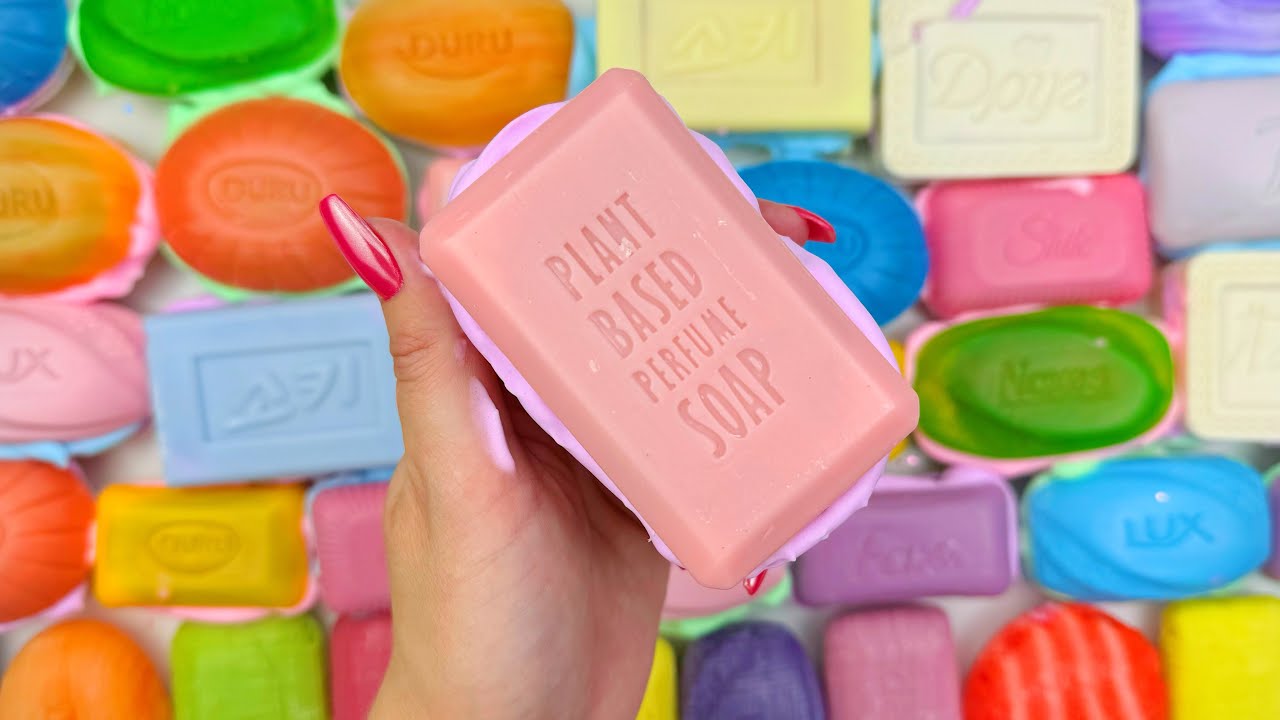 ASMR 4K★Soap boxes with foam&glitter★Cutting cubes★
