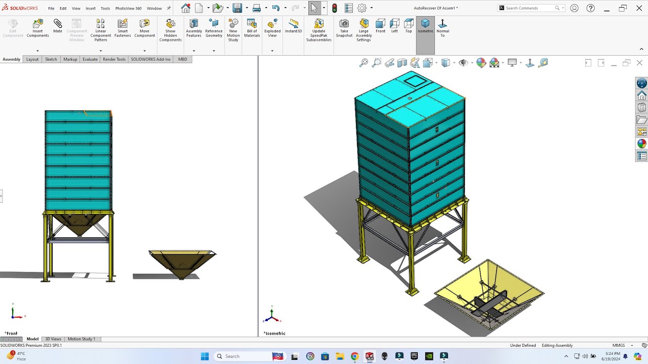 Solidworks Tutorial #  254 Industrial Materials Storage Bin in Sheet Metal by SW Easy Design