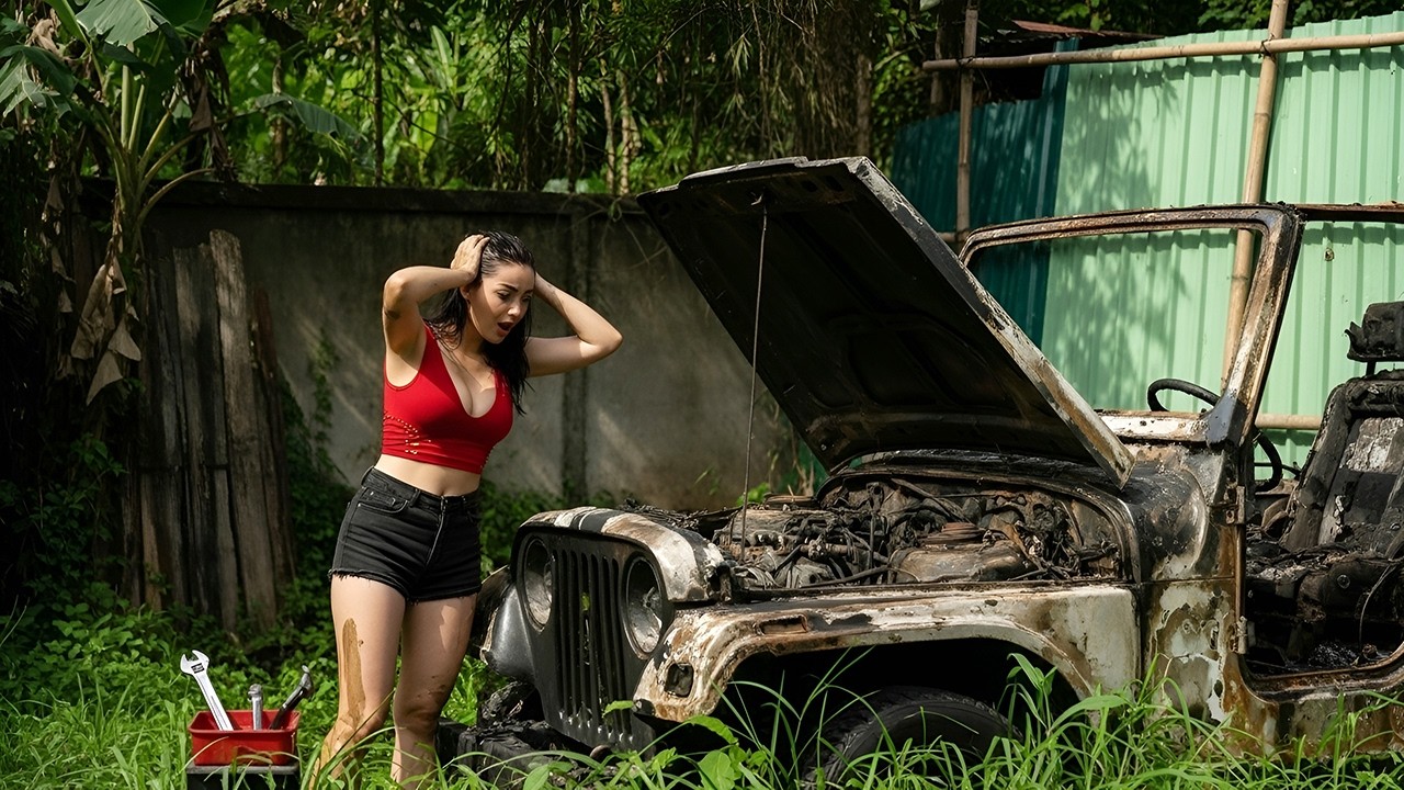 Genius Girl’s Challenge: Restores an Old Abandoned Car for Her Boss – Will It Run Again?