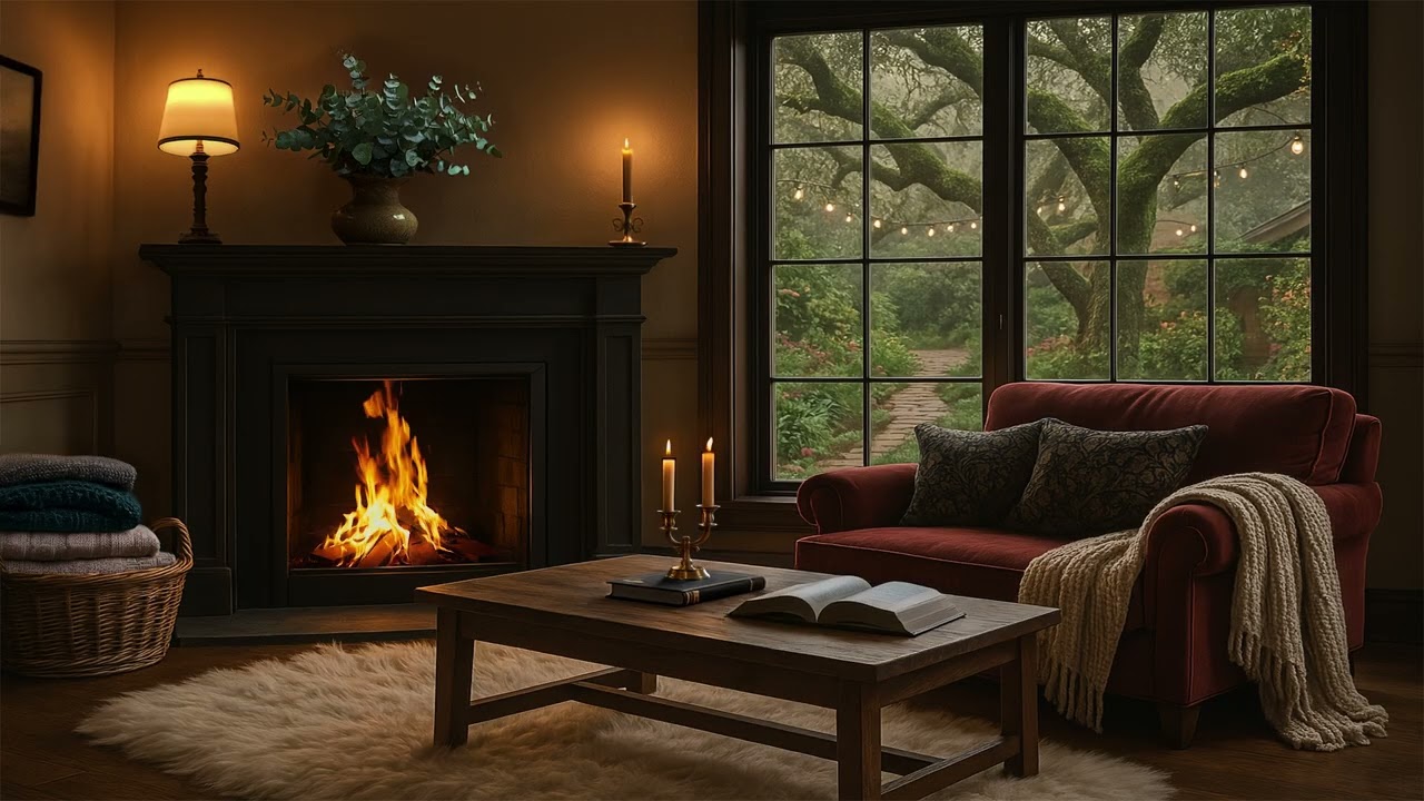 Relaxing Reading Nook Fireplace Ambience | Crackling Fire Sounds for Calm Focus
