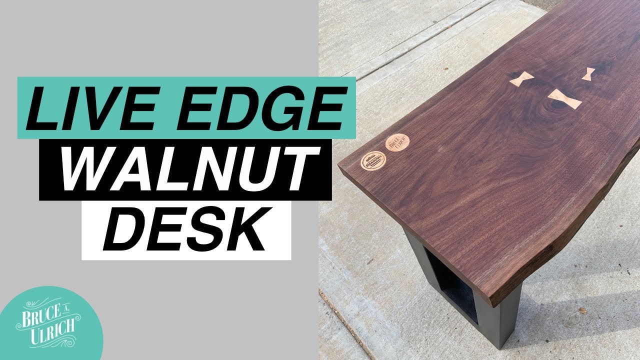 Making a Live Edge Walnut Slab Desk  // Woodworking