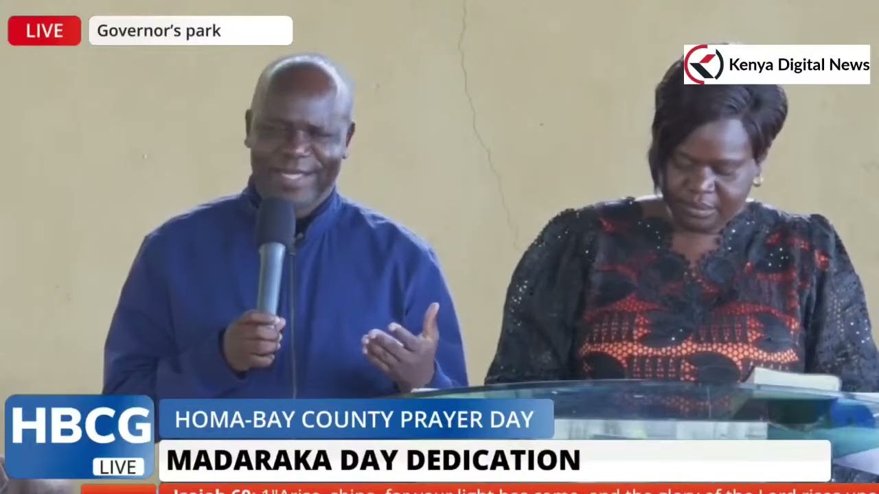 Hilarious Gov. Wanga's Husband Reads a bible Verse at Homa Bay County Prayer Day!