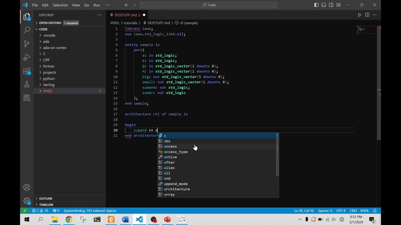 EE2051 VHDL Tutorial 1: Basic Fundamentals