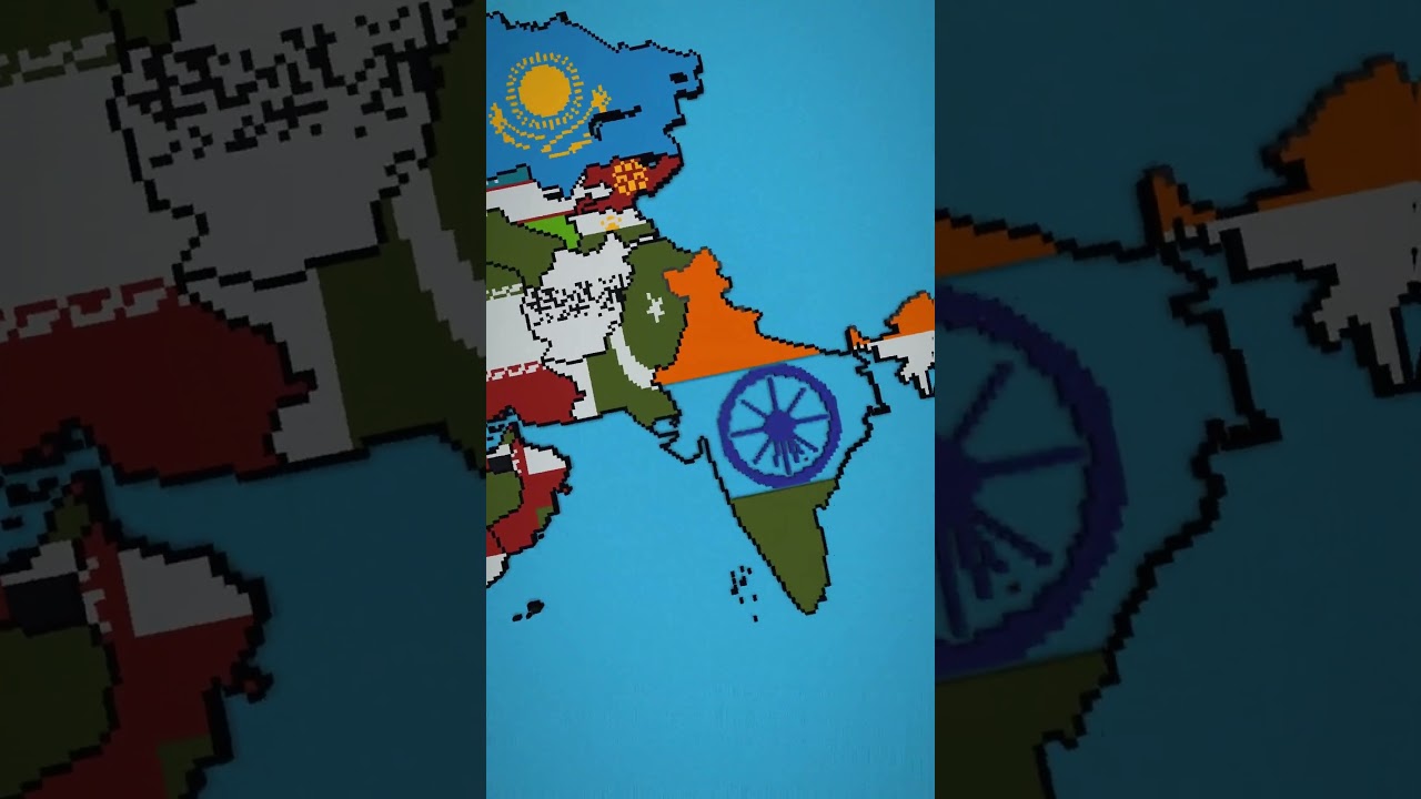 Tiny Scale World Flag Map AfroEurasia #minecraft #country #flags #maps