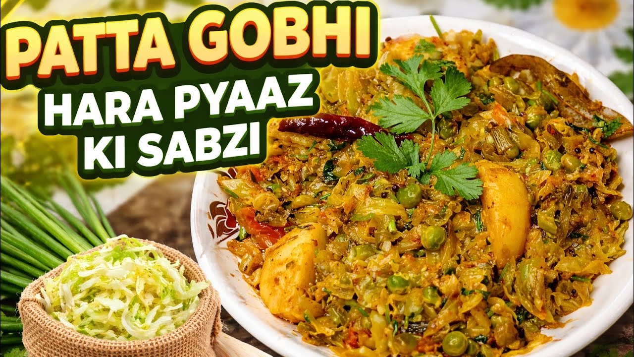आज की स्पेशल सब्ज़ी 🥬 | पत्ता गोभी हरा प्याज़ रेसिपी | Simple, Tasty & Healthy Ghar Ki Sabzi