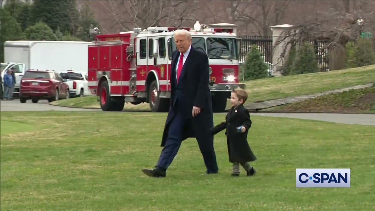 CUTE HAPPY KID: Elon Musk son X Æ A-12 hops & jumps to Marine One - Trump points & draws 