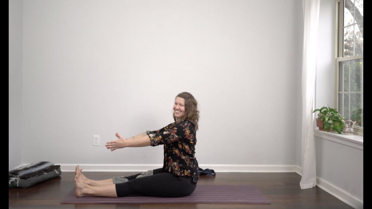 Yoga asana practice in a knee immobilizer