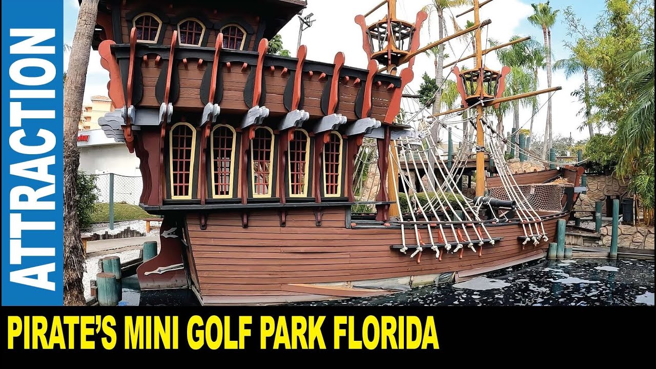 Pirate-themed mini golf park in Clearwater Beach Florida attraction golfing all ages | Jarek in USA