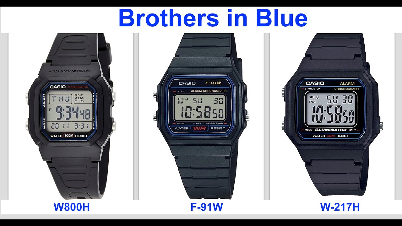 Casio W217H vs W800H vs F-91W - Brothers in Blue