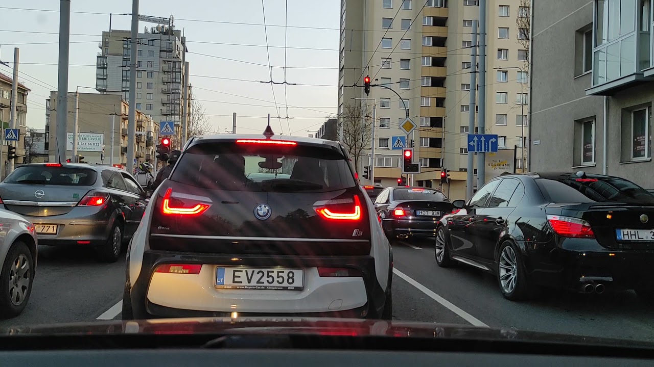 Sunny spring drive in Vilnius.