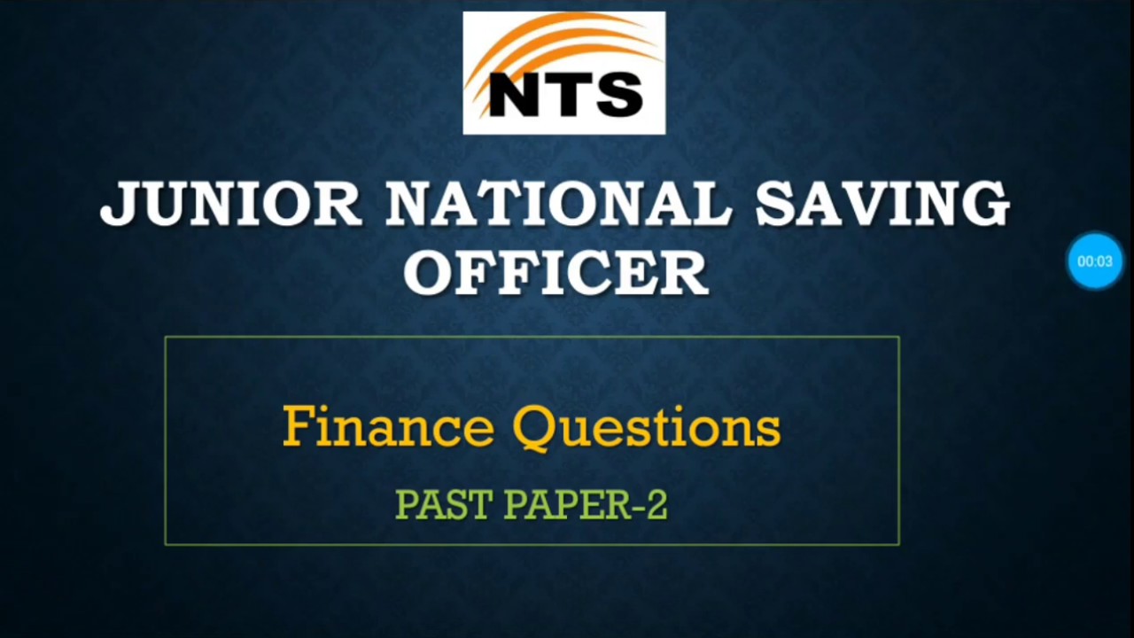 NTS Junior National Saving Officer (Finance MCQS Part-1) | Past Paper MCQS | Accounting Basics