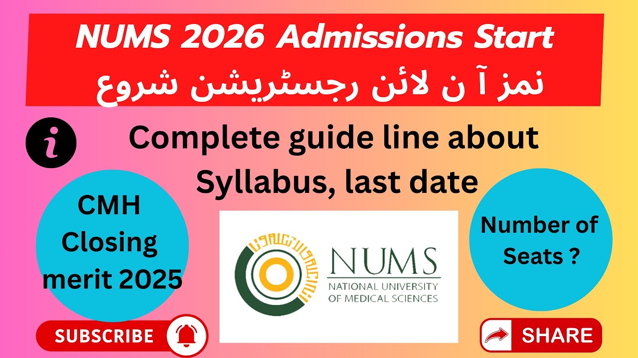 NUMS 2026 Admissions Started, NUMS Online Registration Started