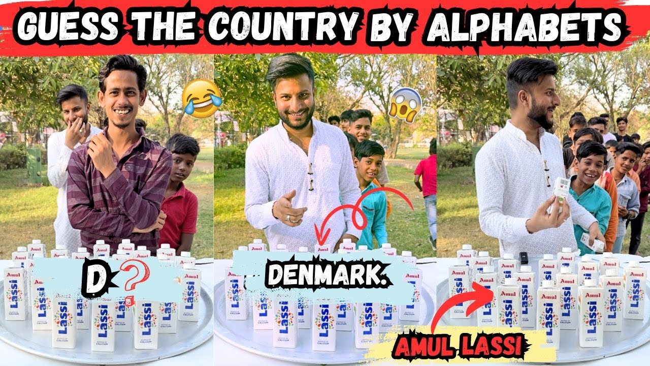 Guess The Country By Alphabetical 🤔 Challenge For Amul Lassi 😋😂 | Sahil Khan & Team |#guesschallenge