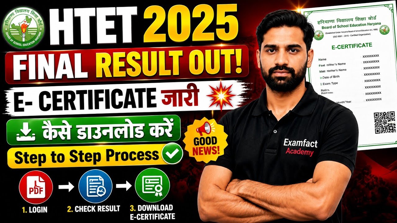 HTET 2025 RESULT SCORE CARD E-CERTIFICATE RELEASED/HTET RESULT FINAL SCORE CARD OUT/HTET FINAL RE...