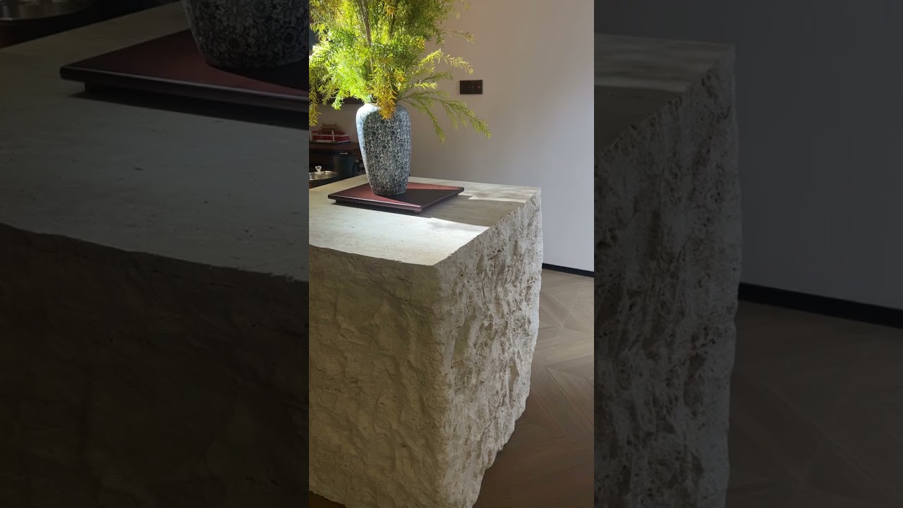 ✨ Elevate Your Kitchen with 100% Natural Travertine Island! ✨