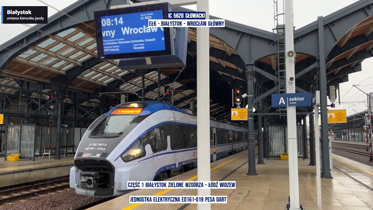 IC 5620  SŁOWACKI Ełk - Białystok - Wrocław Główny Część 1 Pesa Dart ED161-019 Tanie Kolejowanie