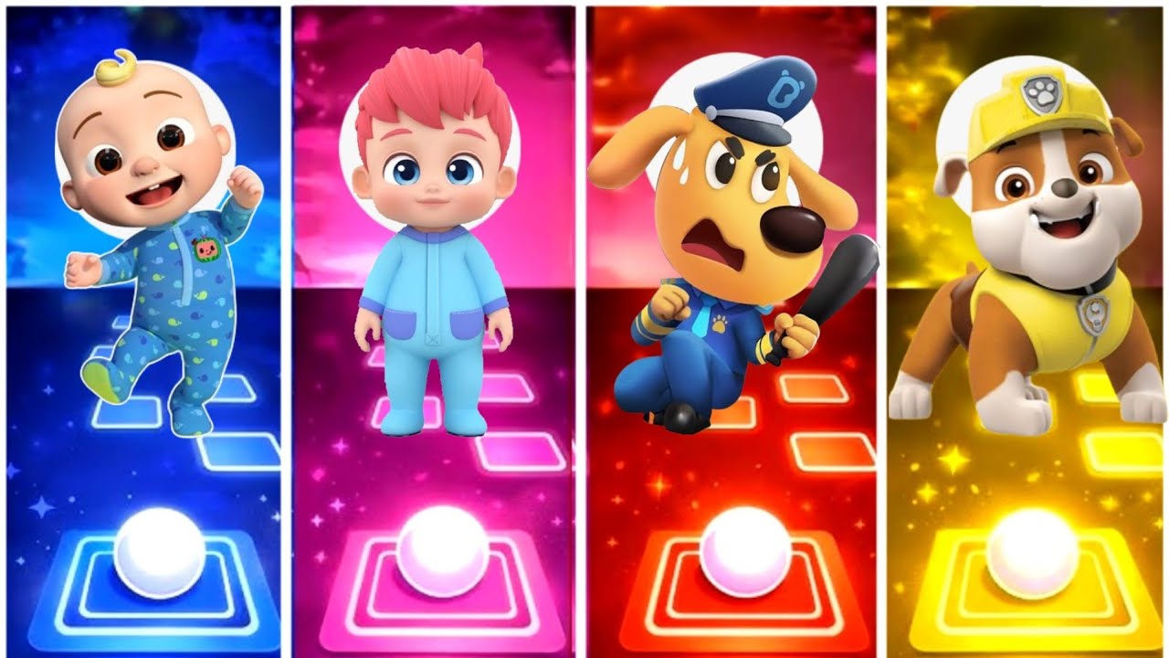 Cocomelon vs Bebefinn vs sheriff labrador vs Paw Patrol.Tiles Hope Edm Rush Game. 