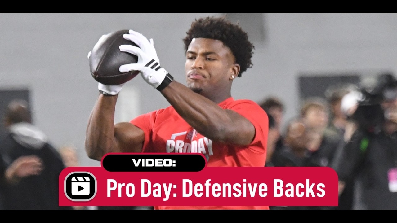 Ohio State's defensive backs go through drills at pro day