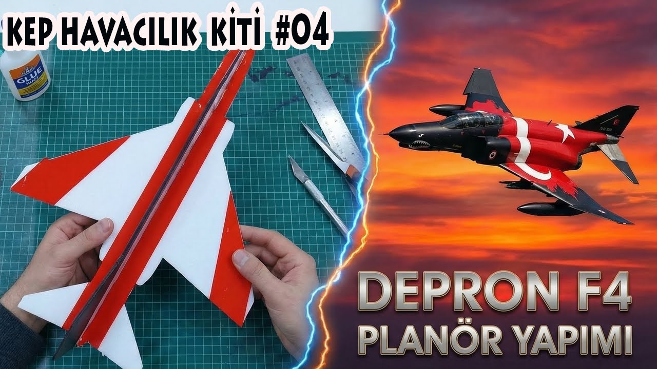 DEPRONDAN F4 PHANTOM PLAN&Ouml;R MODELİ - DEPRON F4 PHANTOM GLIDER AIRCRAFT