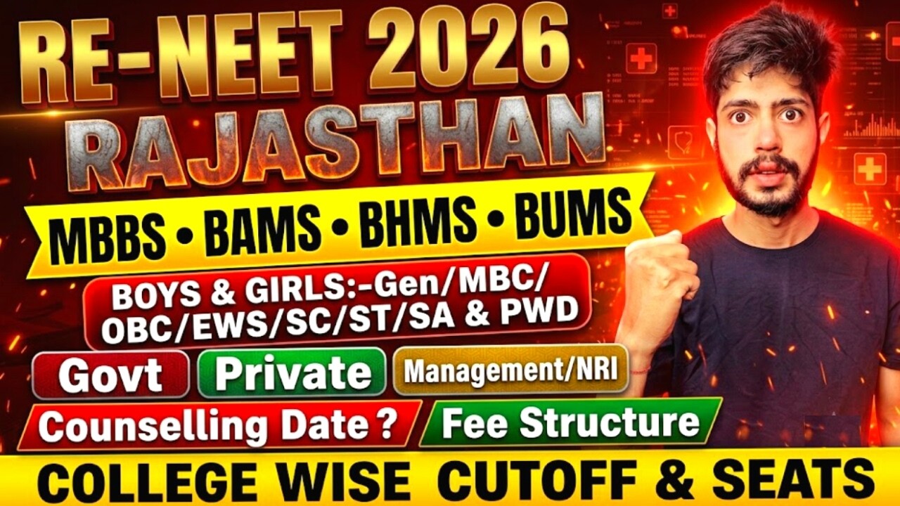 Rajasthan MBBS Cutoff 2026 | Rajasthan BAMS BHMS BUMS Cutoff 2026 | Rajasthan NEET Counselling 2026