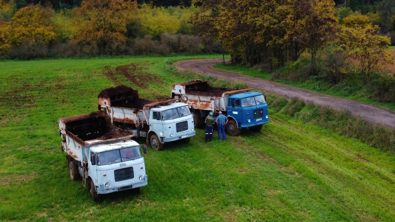 3x Škoda Liaz 706 & New Holland t7/190 l old machines l rozmetanie maštaľného hnoja l