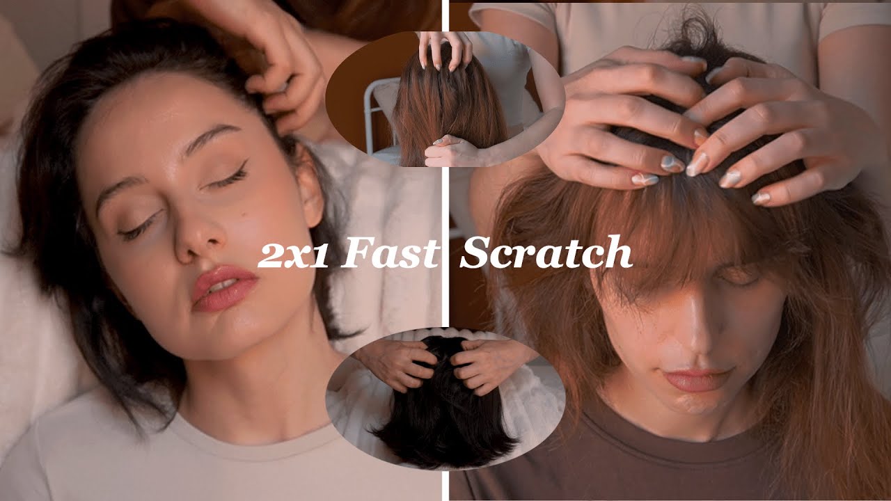 ASMR FAST SCALP SCRATCHING - TWO IN ONE - No talking hair sounds