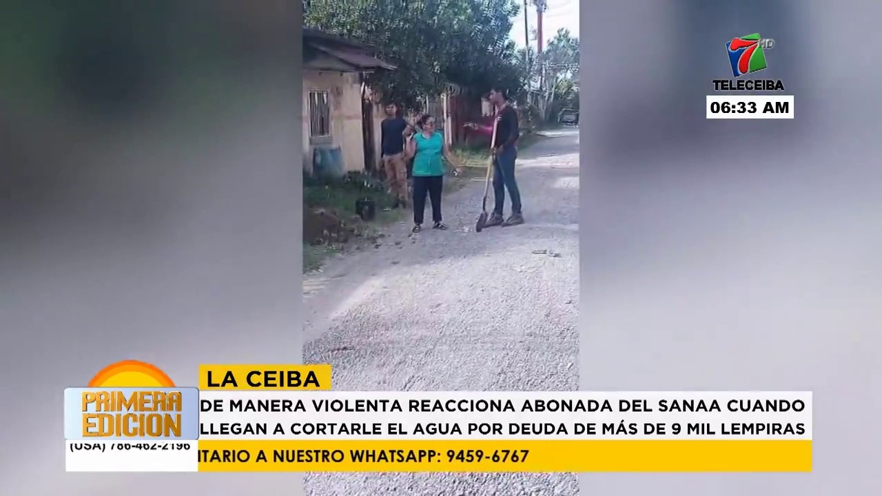De manera violenta reacciona abonada de SANAA cuando llegan a cortarle el agua por deuda en La Ceiba