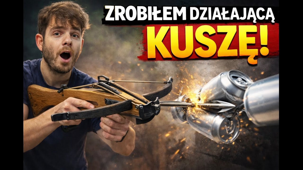 Zbudowałem działającą kuszę w domu i ją przetestowałem!!! #kusza #crossbow #eksperyment