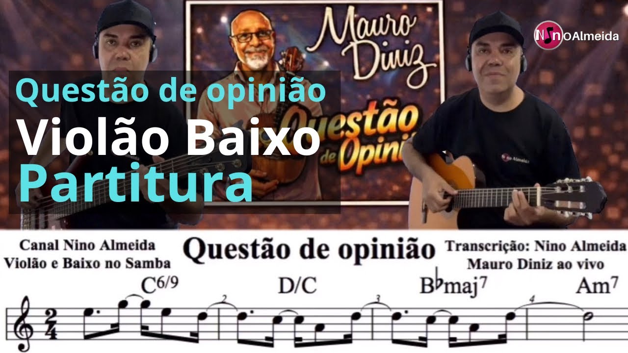 Questão de Opinião Mauro Diniz ao vivo com violão, baixo e partitura pagode!