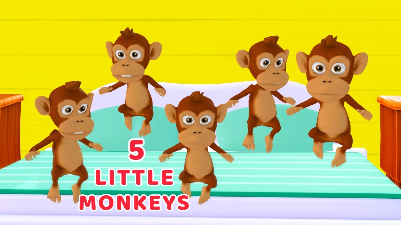 Five Little Monkeys Jumping on the Bed | Kids Song | Happy Fun Toons