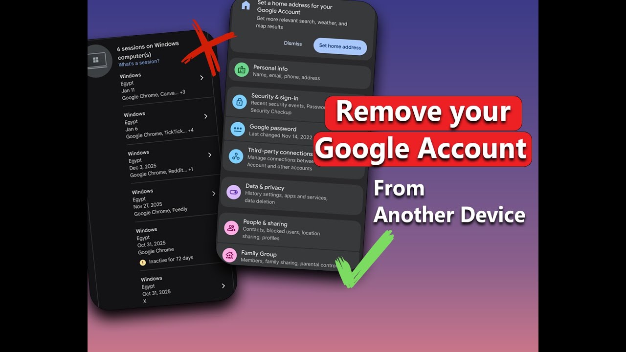 Remove Your Google Account from another device