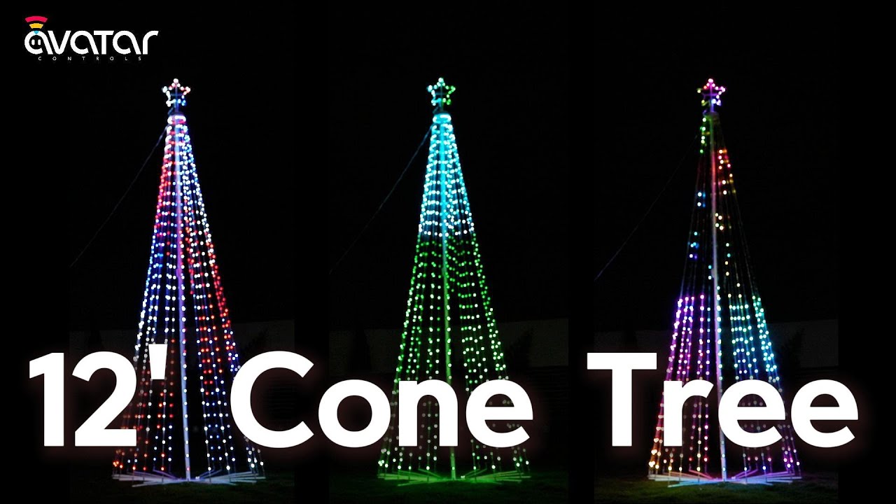AvatarControls 12-ft Christmas Cone Tree with Programmable RGB Fairy Lights