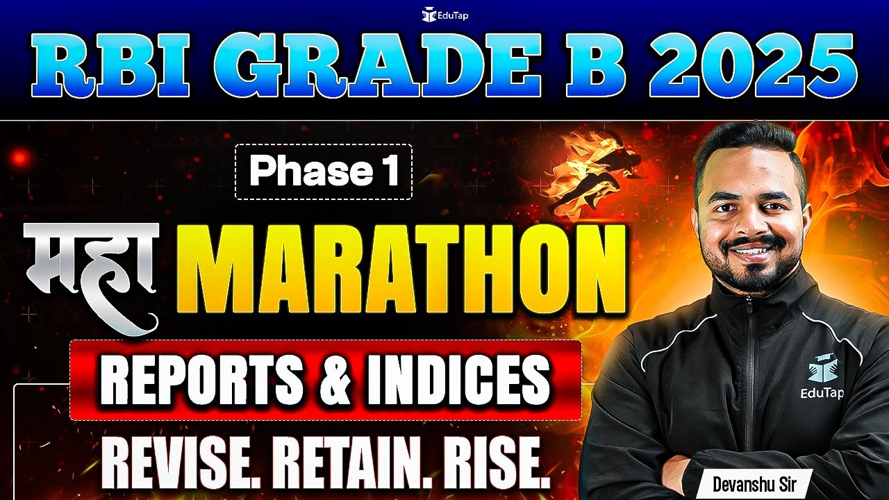 RBI Grade B 2025 Marathon Reports & Indices | RBI Officer Phase 1 Free Online Classes | RBI MCQs