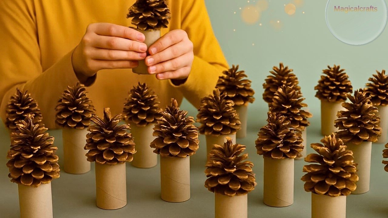 LOOK WHAT I DID WITH PINE AND COLORED YARN!🥰THE BEST CRAFTS WITH DISPOSABLE MATERIAL🎄‏