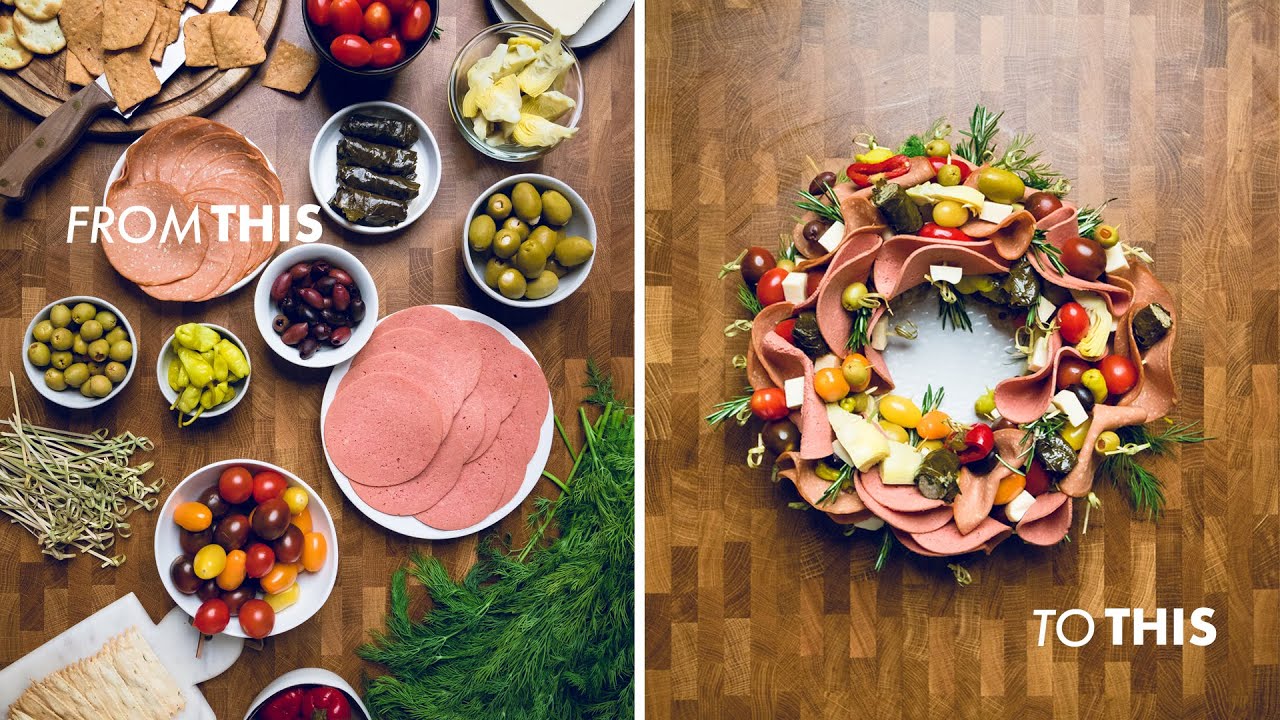 Vegan Antipasto Charcuterie Christmas Wreath