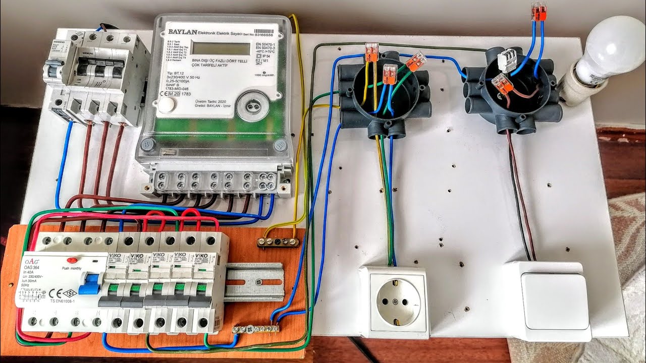 Üç fazlı Elektrik Tesisatı nasıl Döşenir, Üç Fazlı (Trifaze) Sayaç ve Sigorta Kutusu Bağlantısı.