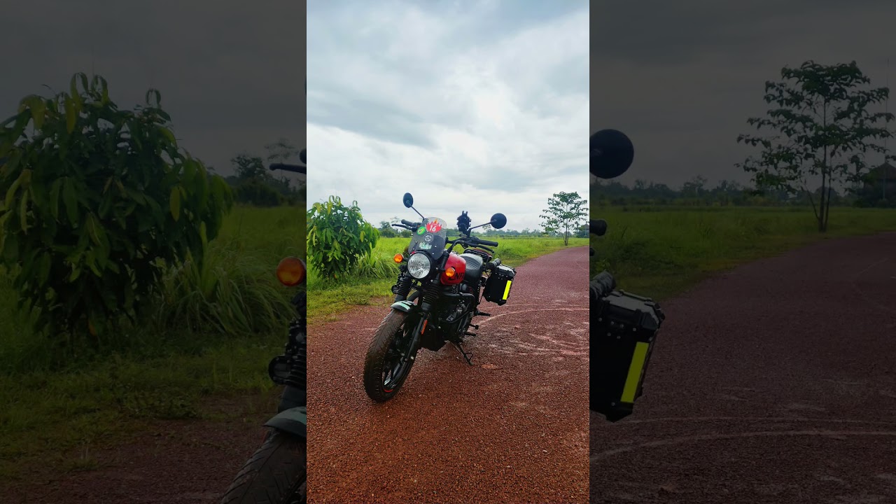 royal Enfield Hunter 350cc with 3 pannier box adventure touring set up #royalenfield #cambodia
