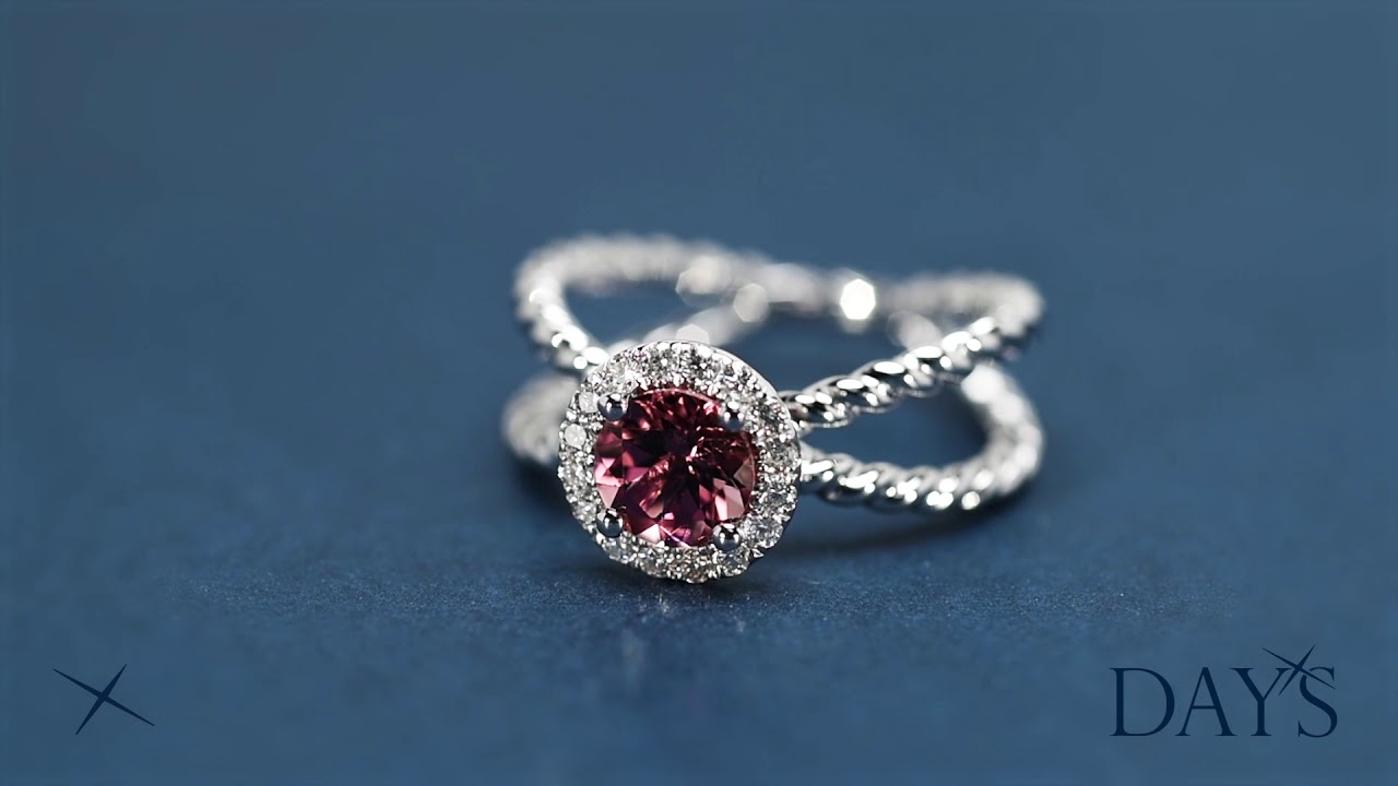Maine Pink Tourmaline Ring in 14kt White Gold with Diamonds (1/5ct tw)