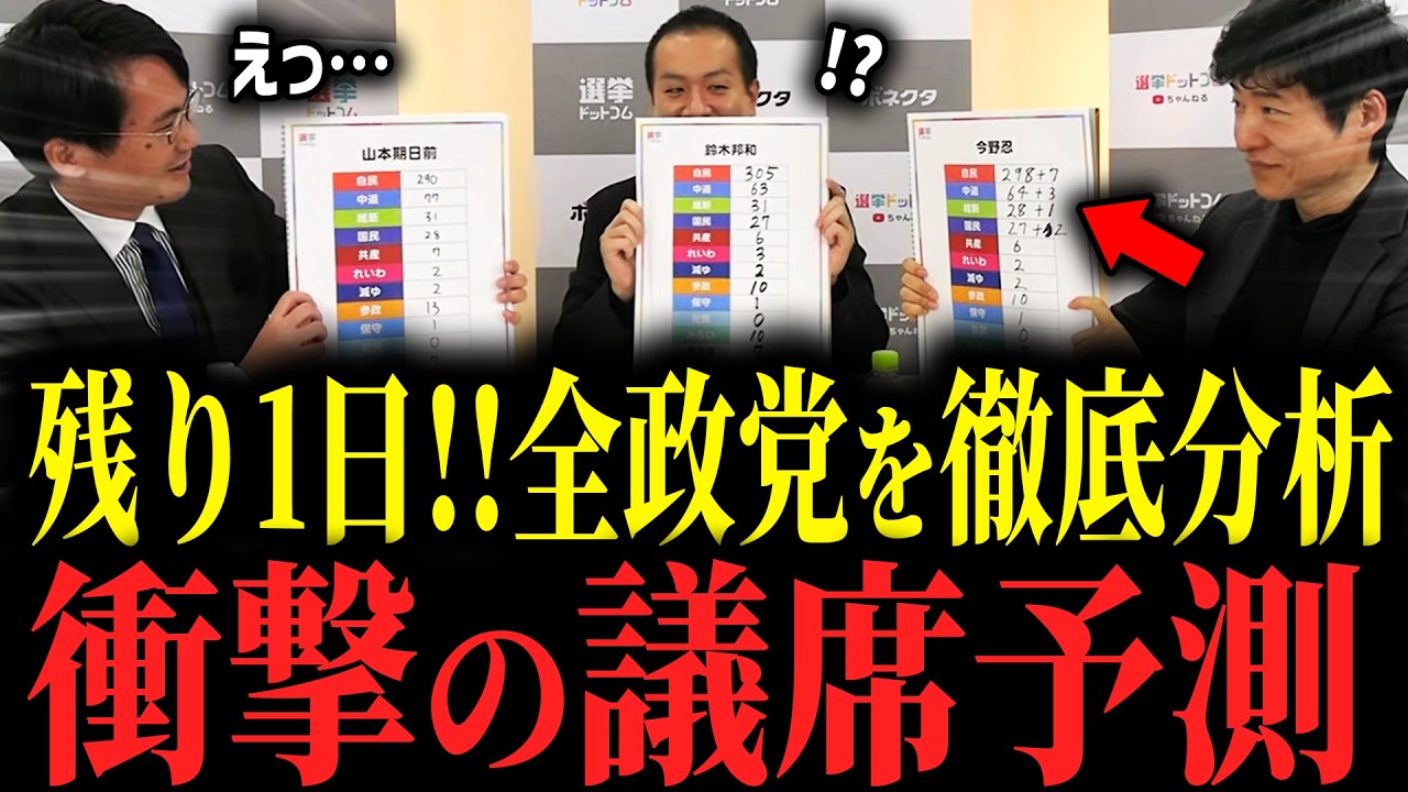 【残り１日】選挙区1つ1つを分析して渾身の議席予想をした結果…！まさかの数字が飛び出しました…！！ #衆院選2026