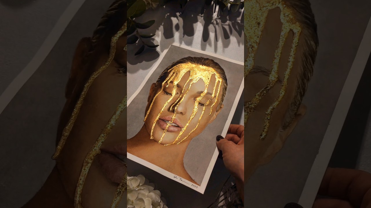 3D effect with metallic watercolors ✨ #painting #art #satisfying #visualart #artist #drawing