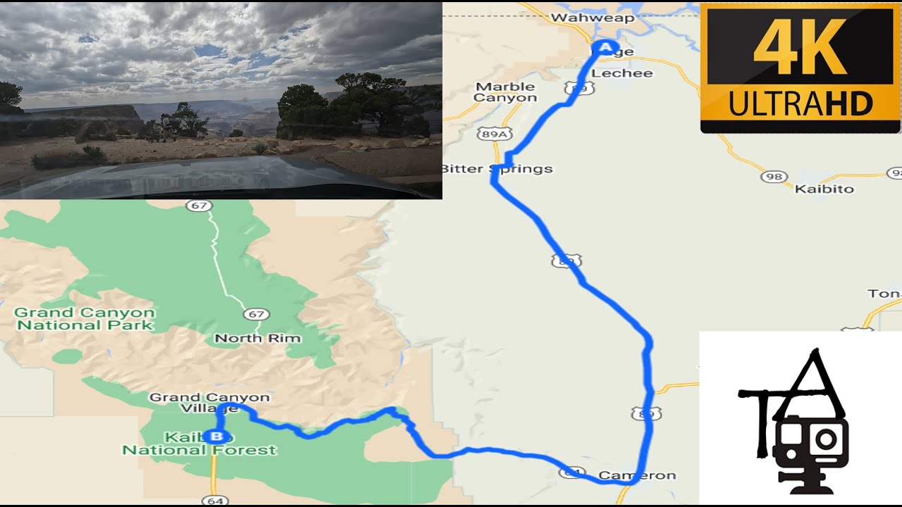 Page, AZ to Grand Canyon National Park in 4K