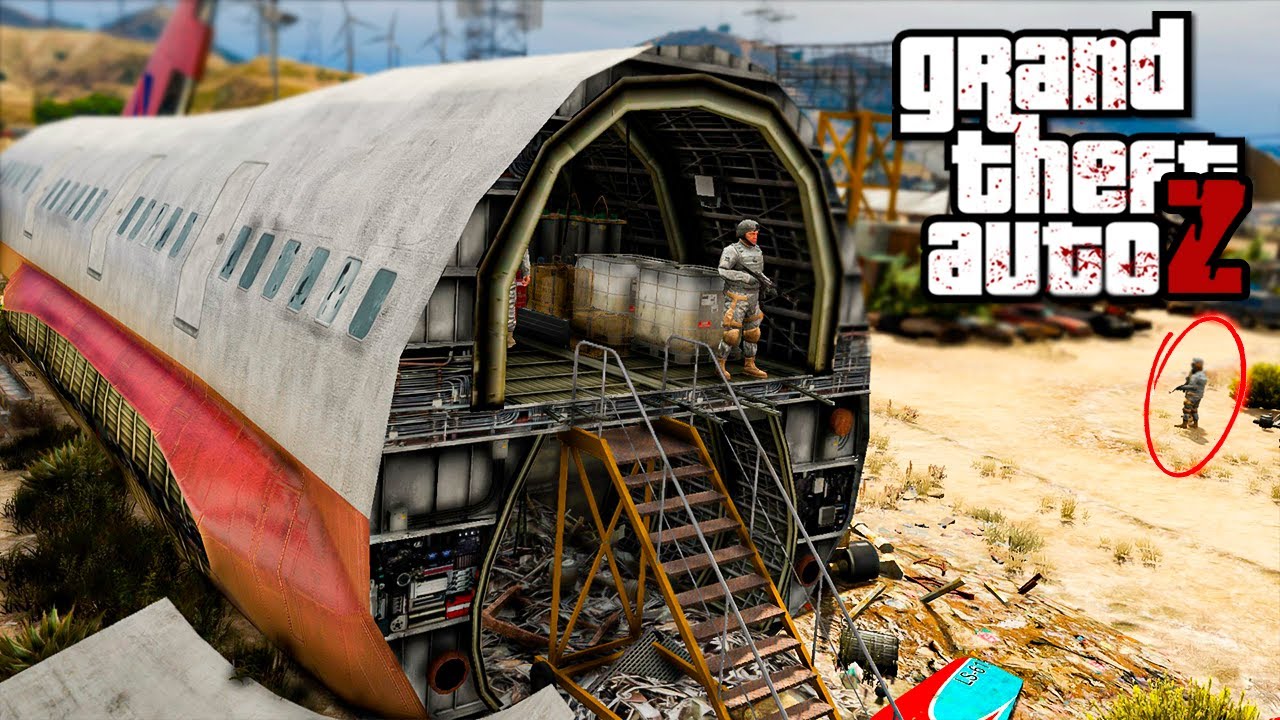 GTA V ZOMBIES MODO REALISMO | BASE INIMIGA DO EXÉRCITO NO CEMITERIO DE AVIÕES #35