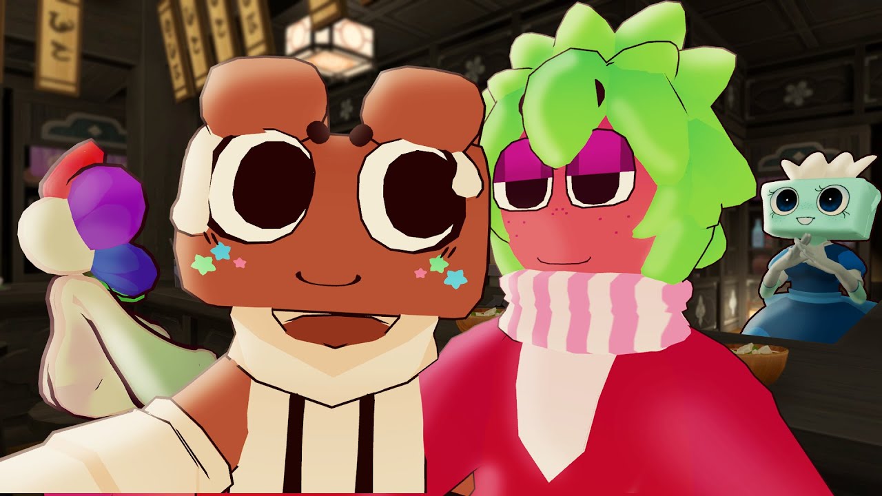 Cosmo e Sprout em um encontro no Dandy World VR Anime
