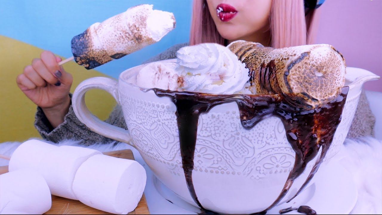 ASMR GIANT HOT CHOCOLATE MARSHMALLOWS | EXTREME SOFT STICKY EATING SOUNDS 먹방