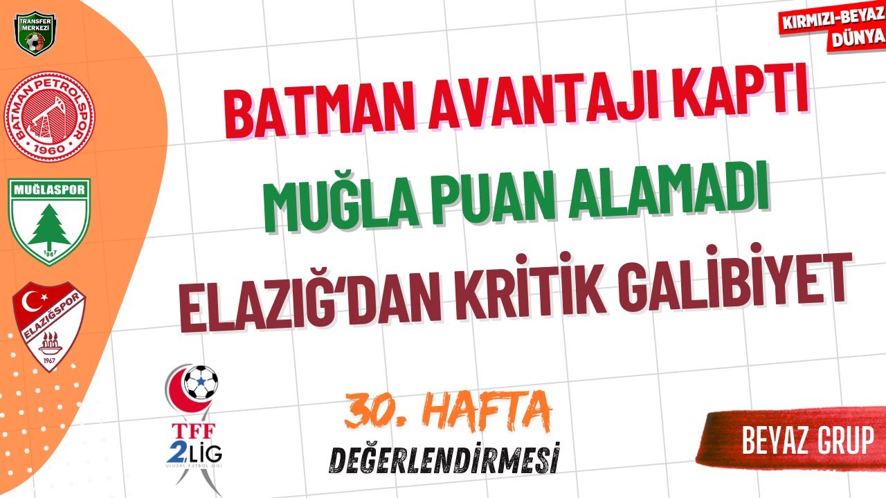 2. Lig Beyaz Grup 30. Hafta Değerlendirmesi | KIRMIZI-BEYAZ DÜNYA