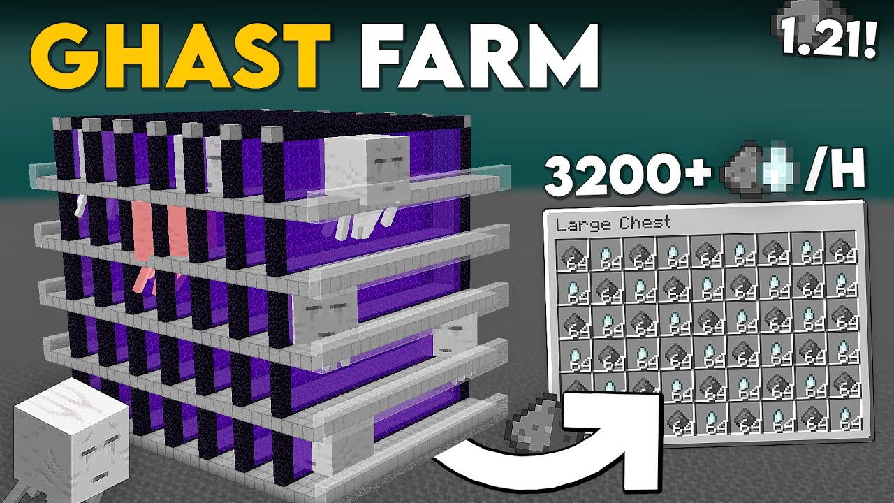Minecraft BEST Ghast Farm 1.21 | Ghast Farm Tutorial In Minecraft - 3200+ Per/h