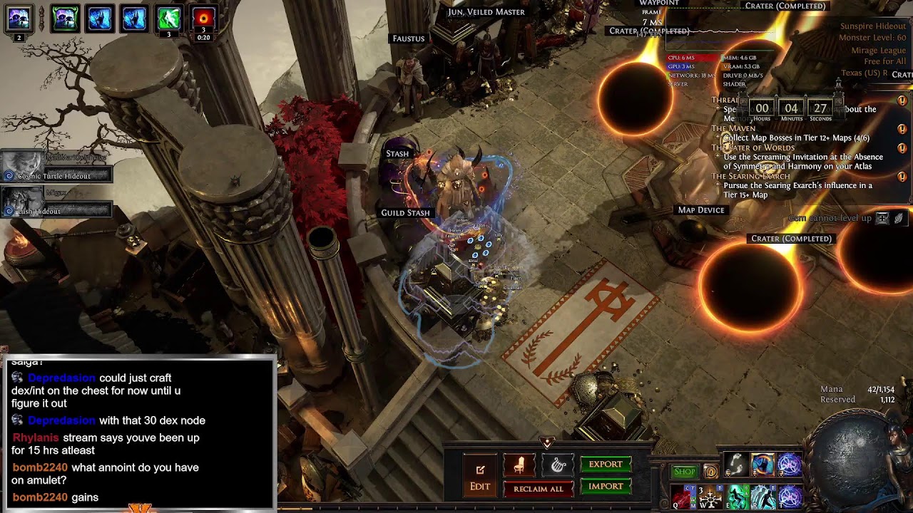 The quinfall - Billionaires club - followed by Path of exile 82 exsang miner